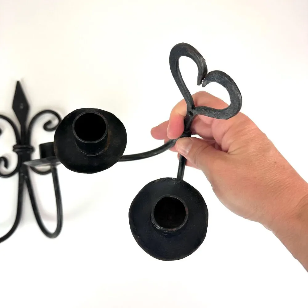 Vintage Wrought Iron Candle Sconces / Whimsigoth Candle Holders / Moody Decor